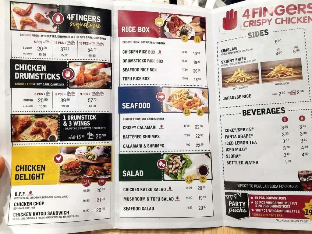 4Fingers Menu Malaysia With Prices
