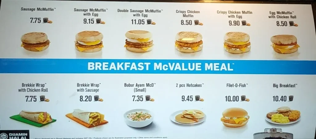 McDonald's Malaysia breakfast with Sausage McMuffin