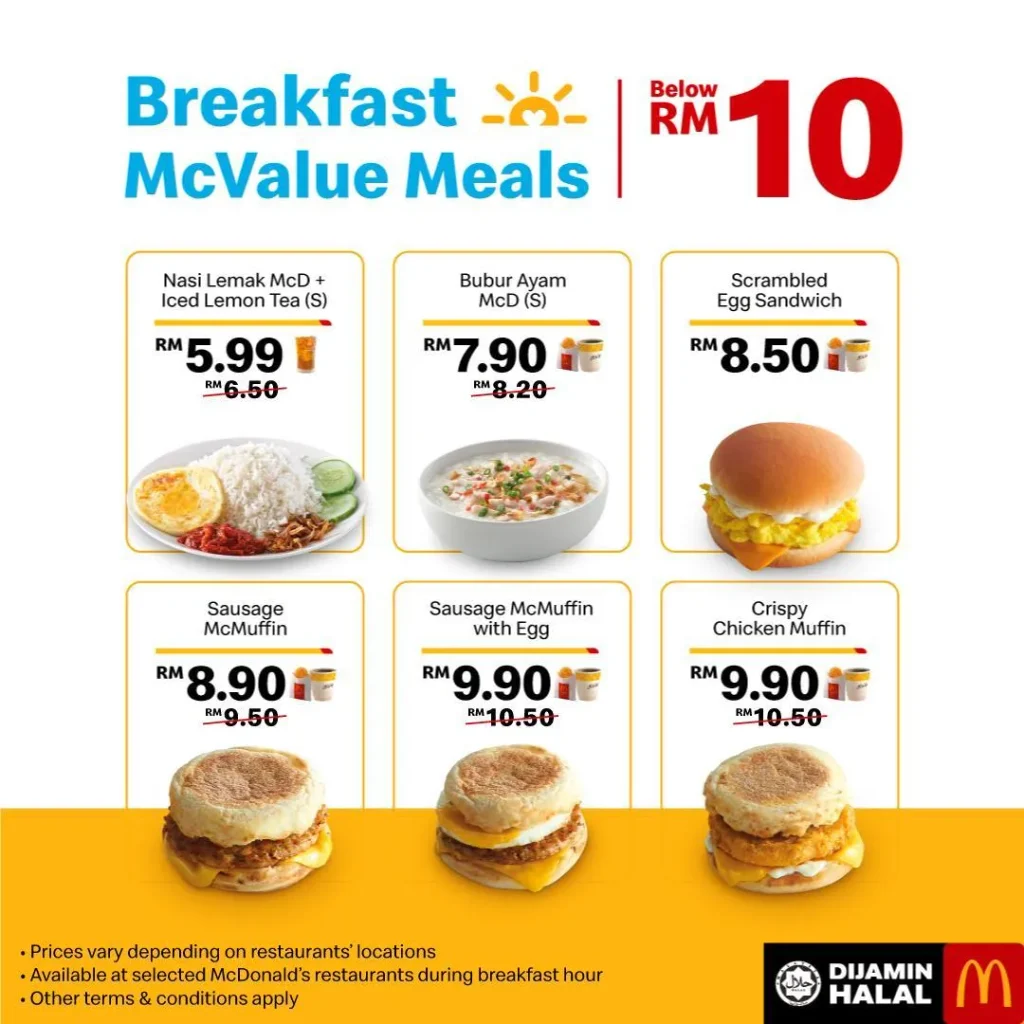 McDonald's Malaysia breakfast with Sausage McMuffin